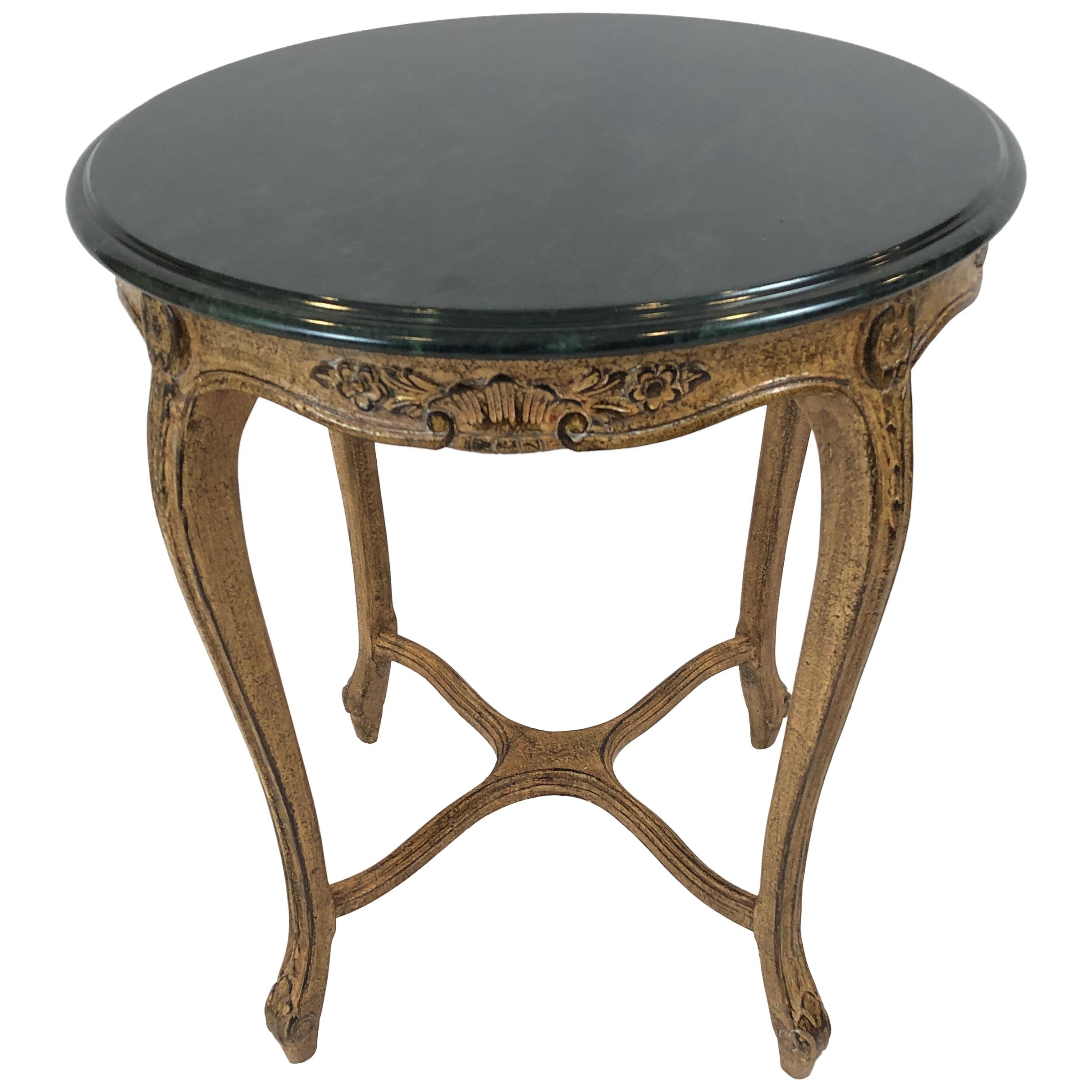 Pretty French Style Faux Painted Round Side Table For Sale