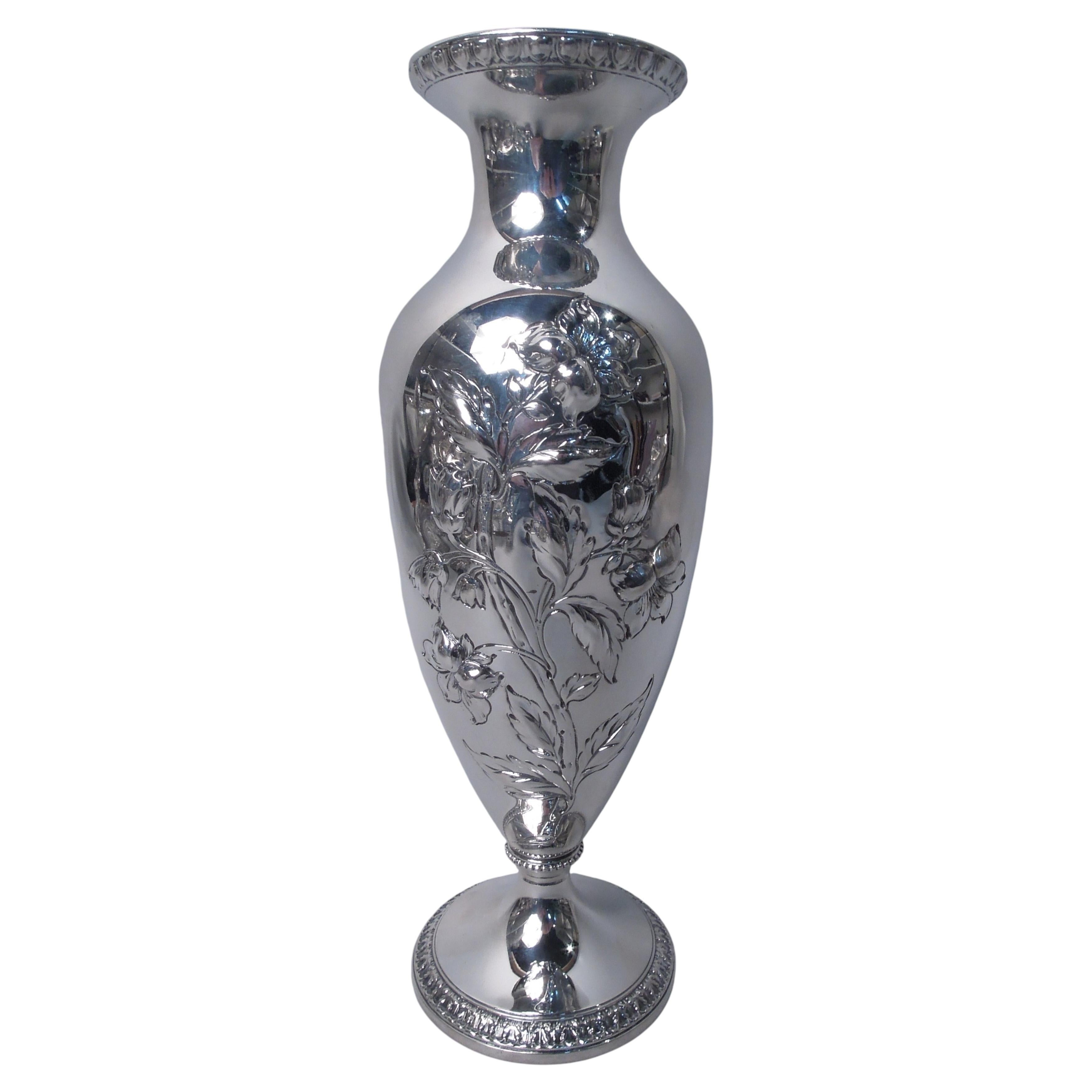 Pretty Gorham Edwardian Classical Sterling Silver 10-Inch Vase