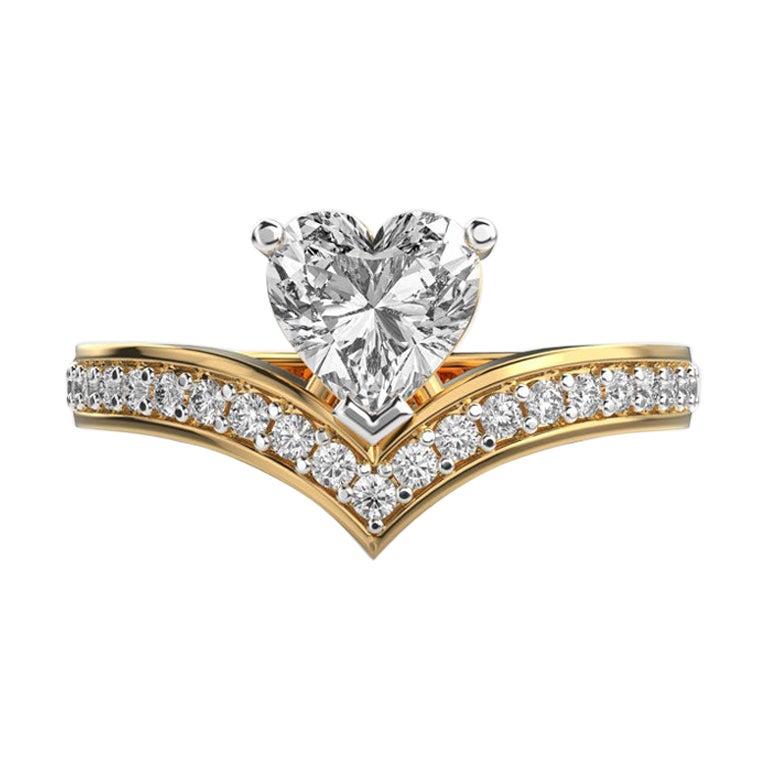 Pretty Heart Moissanite Ring 925 Sterling Silver Wedding Engagement Ring For Her