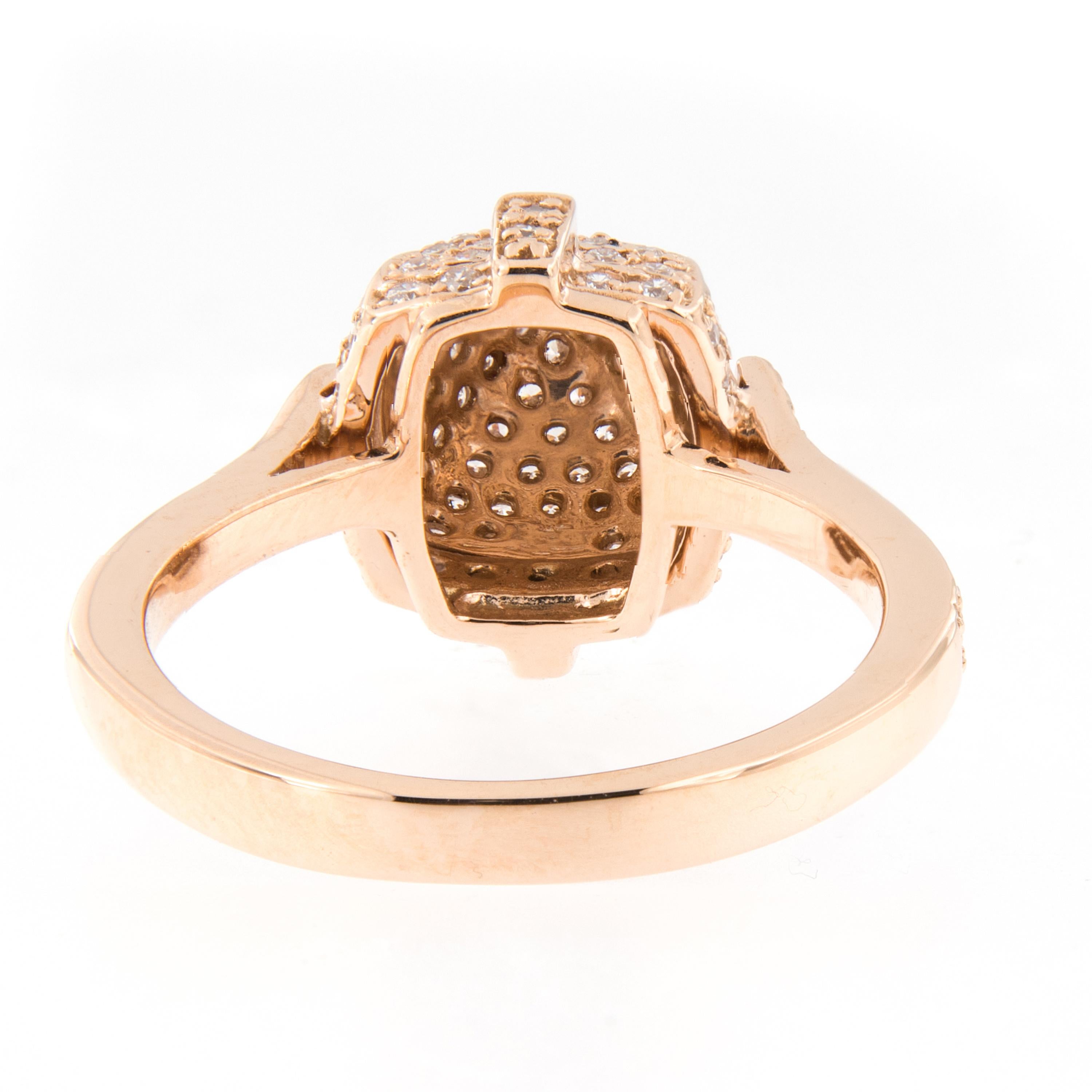 Pretty in Pink 18 Karat Rose Gold Sugarloaf Diamond Ring In New Condition In Troy, MI