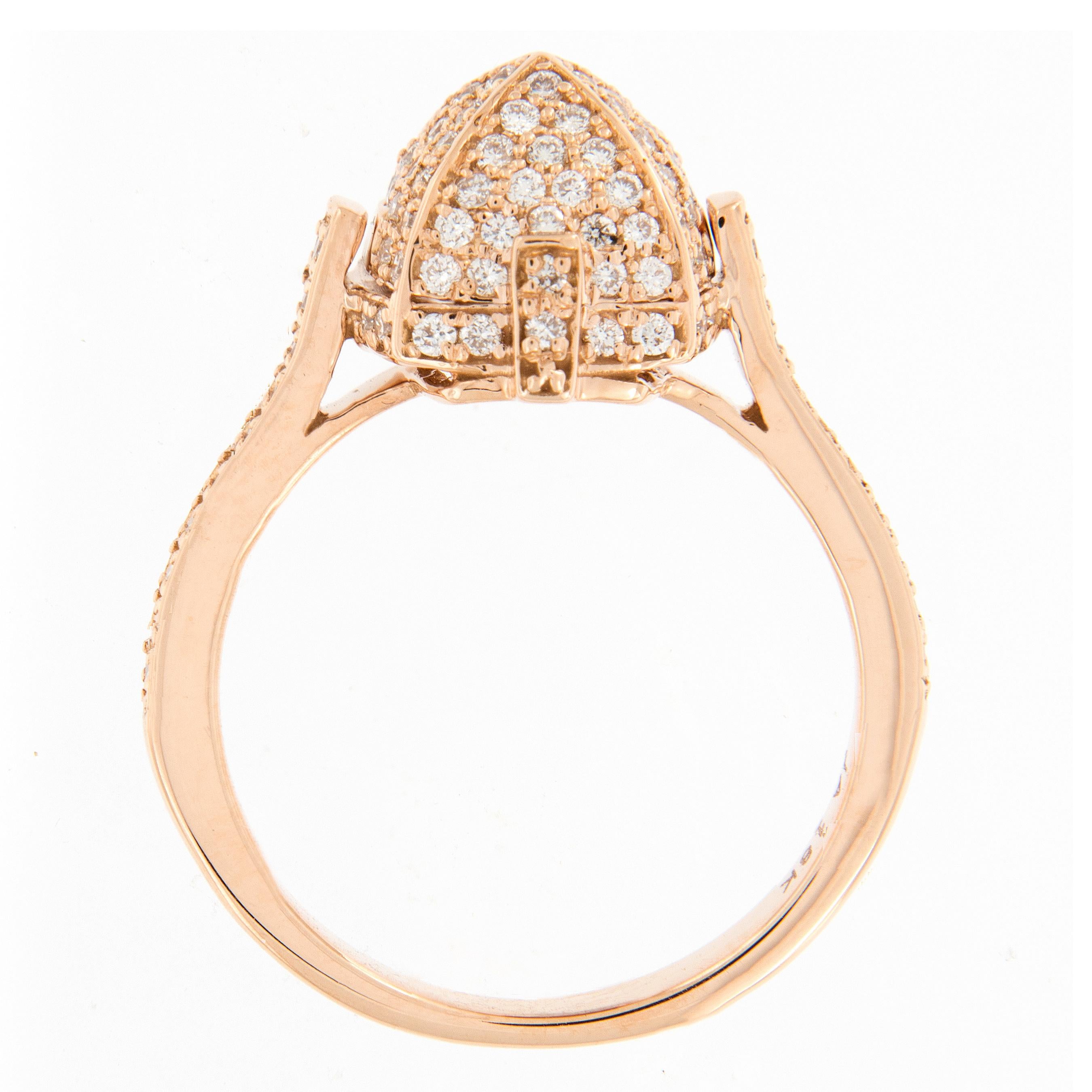 Women's Pretty in Pink 18 Karat Rose Gold Sugarloaf Diamond Ring