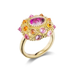 AnaKatarina Gold, Garnet, and Pink and Orange Sapphire 'Pretty in Pink' Ring