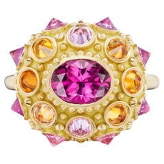 AnaKatarina Gold, Garnet, and Pink and Orange Sapphire 'Pretty in Pink' Ring