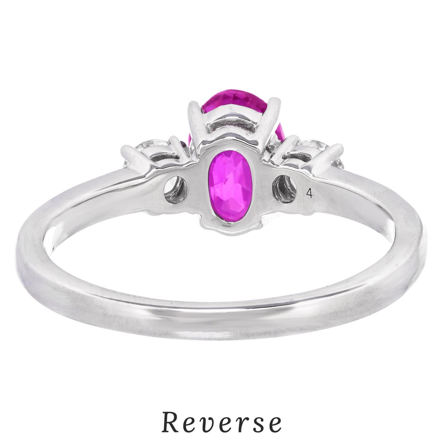 Pretty in Pink Sapphire & Diamond Ring For Sale 5
