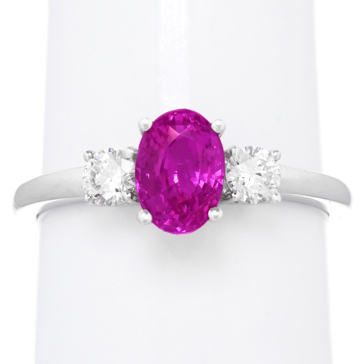 Pretty in Pink Sapphire & Diamond Ring For Sale 6