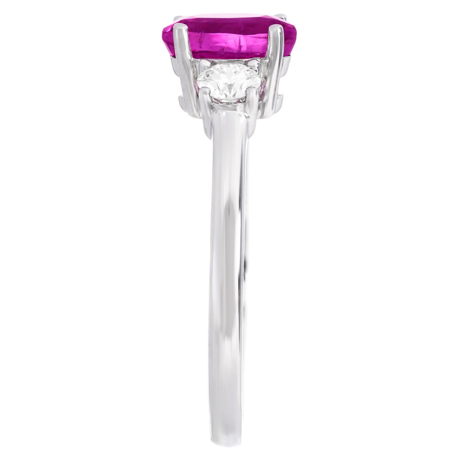 Pretty in Pink Sapphire & Diamond Ring For Sale 2