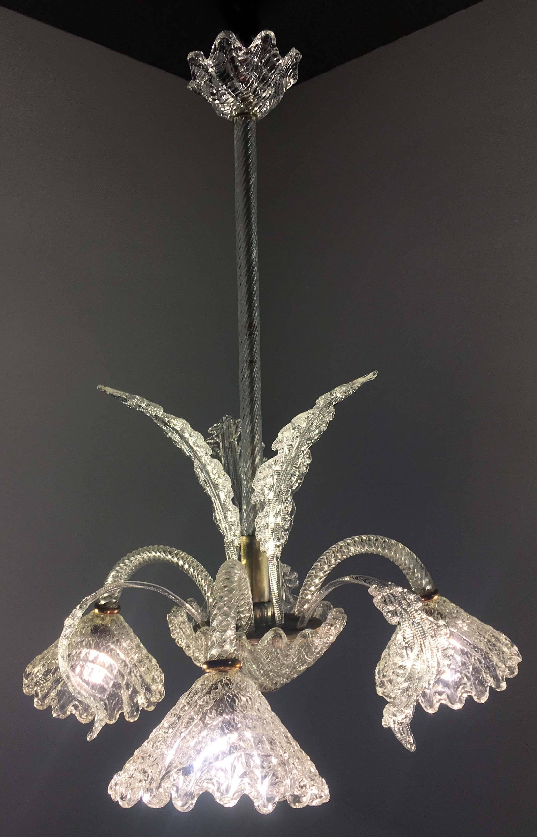 Schöner italienischer Kronleuchter von Ercole Barovier, Murano, 1940 im Angebot 2