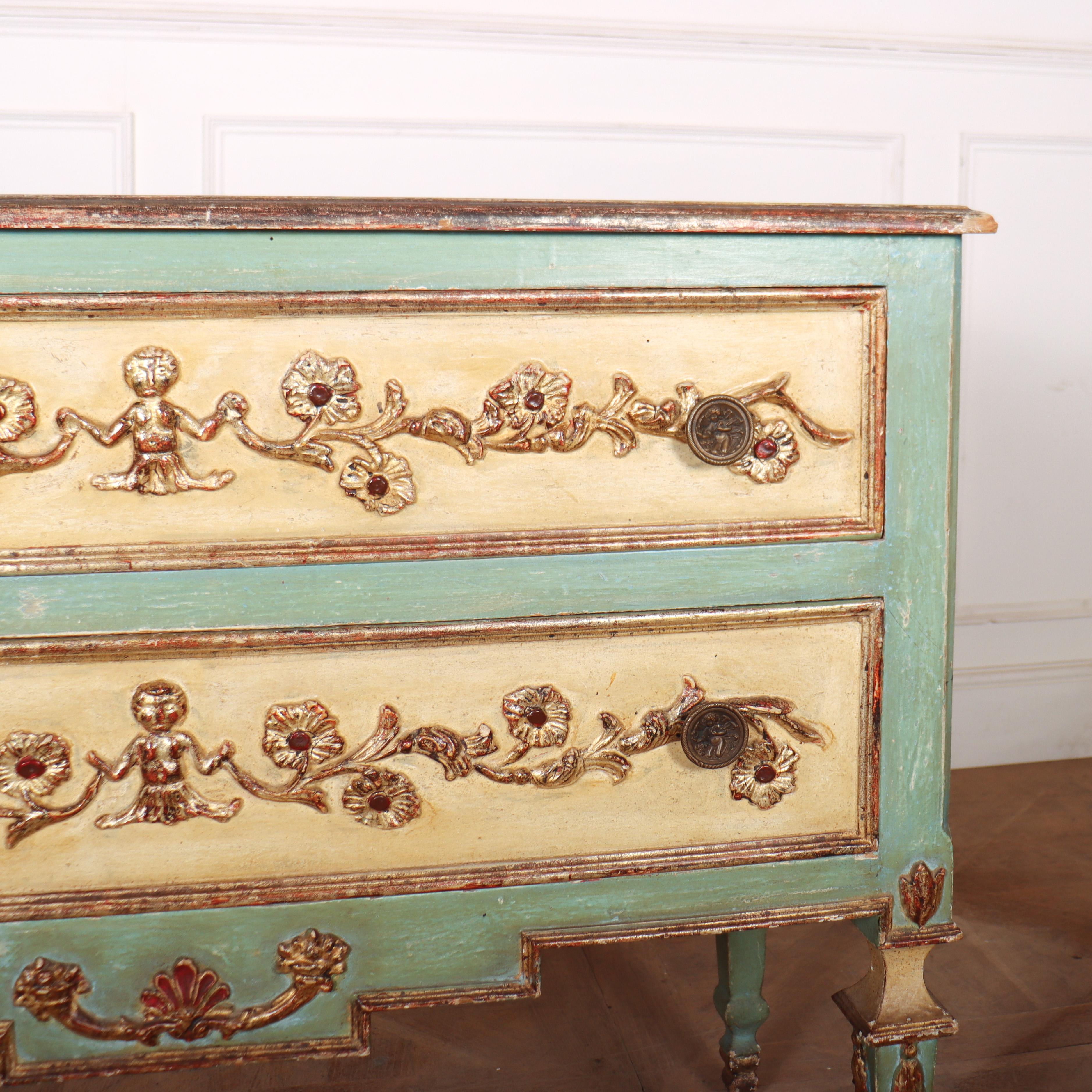 Pretty Italian Painted Commode In Good Condition For Sale In Leamington Spa, Warwickshire