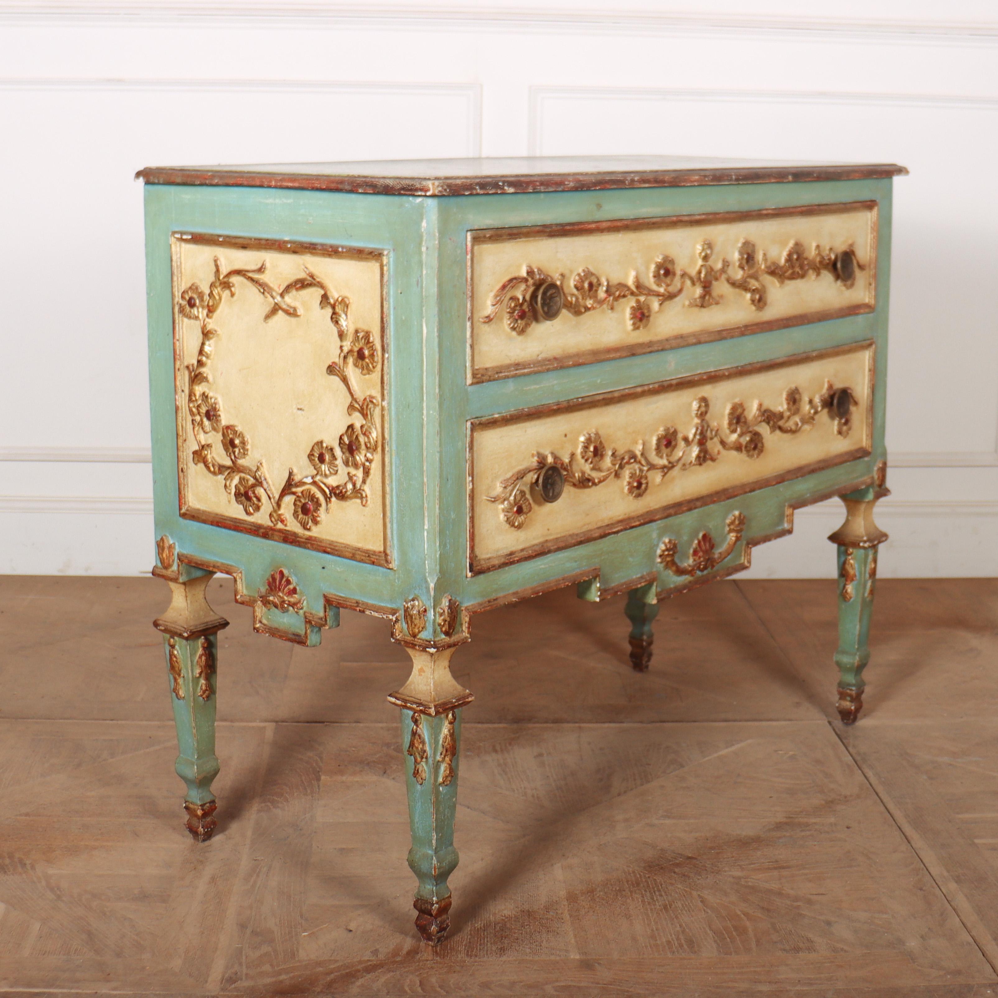 Pine Pretty Italian Painted Commode For Sale