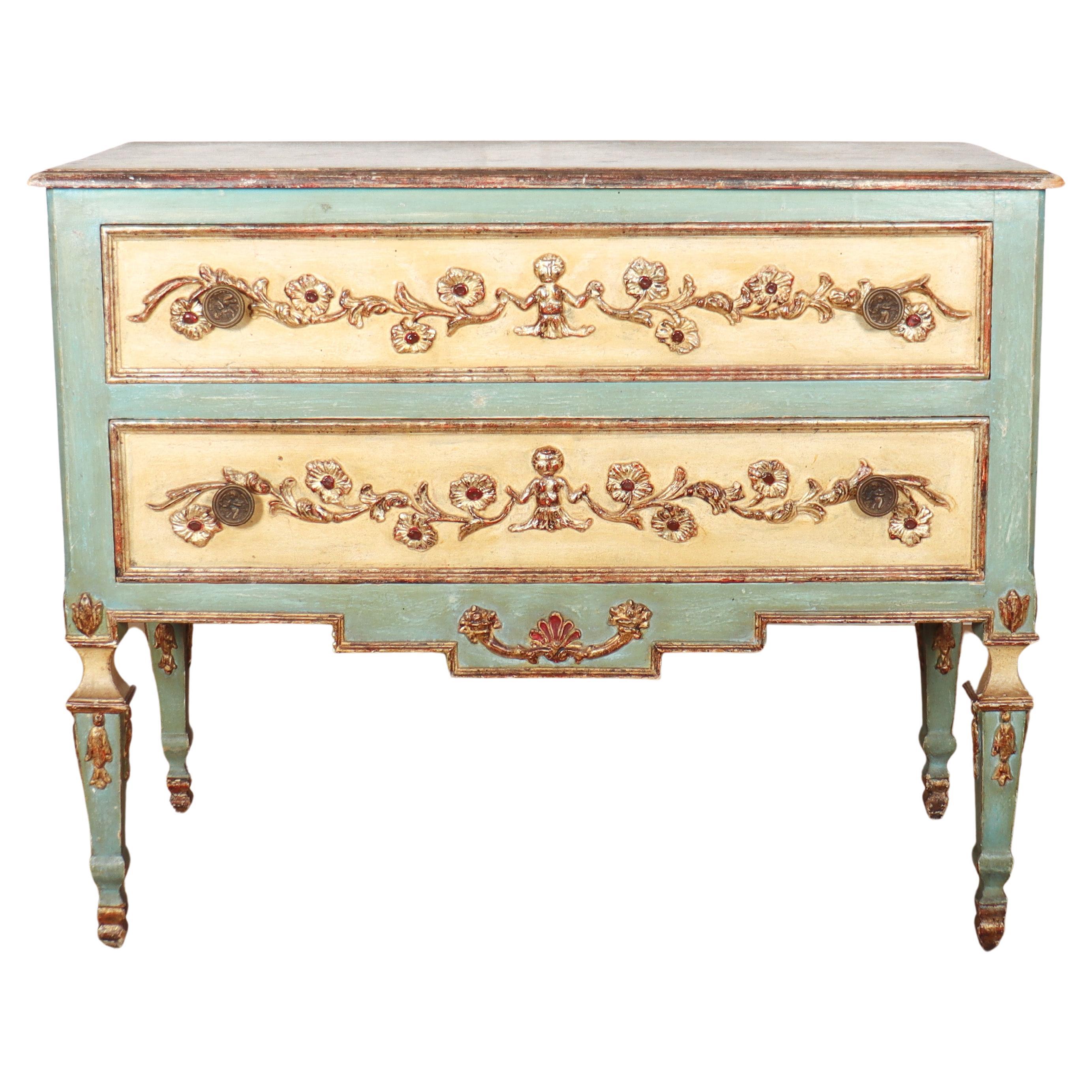 Pretty Italian Painted Commode For Sale
