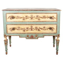 Antique Pretty Italian Painted Commode