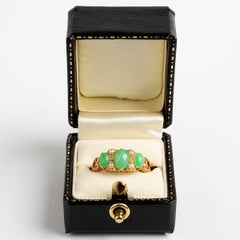 Pretty Jade & Seed Pearl Dress Ring, 9 Carat Yellow Gold, Hallmarked London 2013