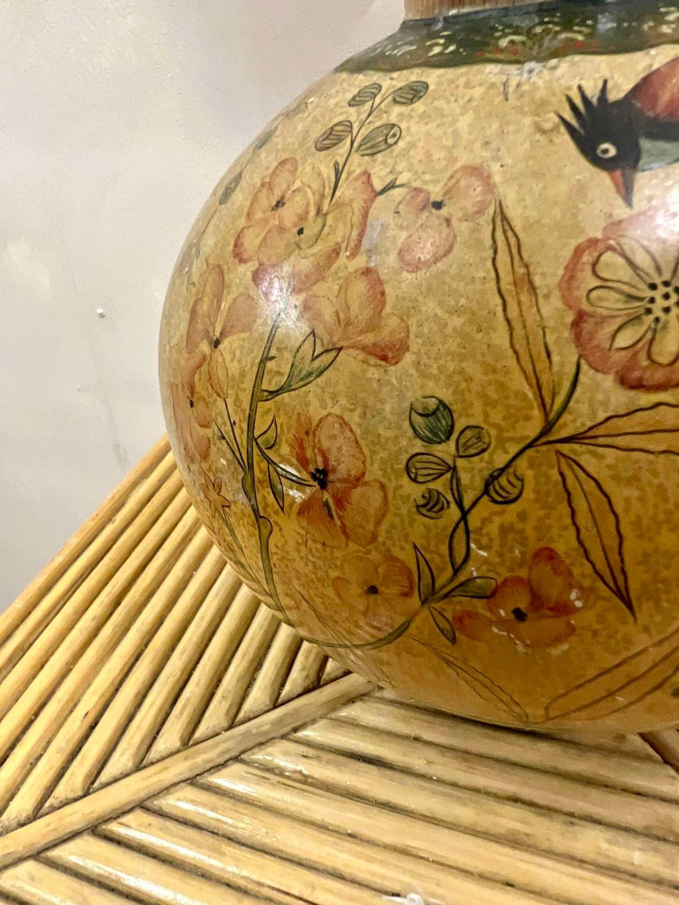Paper Pretty Kashmiri 19th Century Hand Painted Papier Mâché Table Lamp For Sale