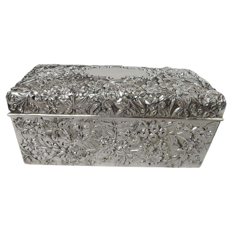 Fancy Antique Kerr Sterling Silver Keepsake Casket Box For Sale at 1stDibs