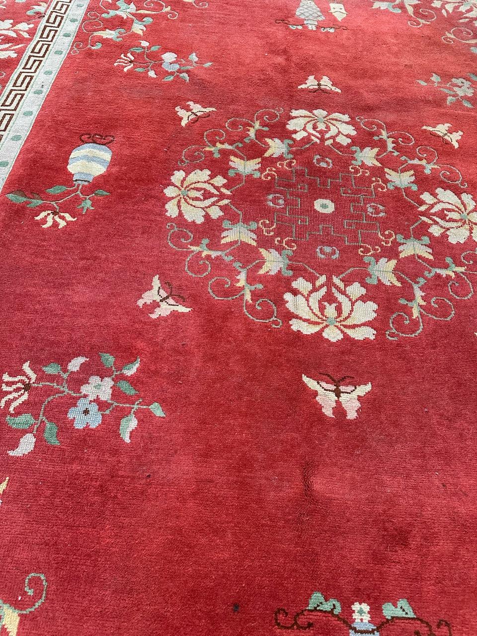 Bobyrug’s Pretty large antique Chinese art deco rug For Sale 3