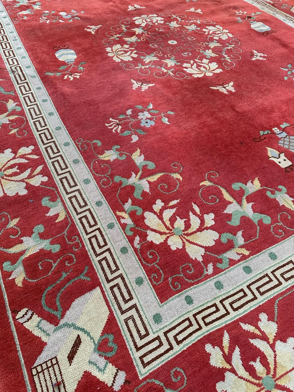 Bobyrug’s Pretty large antique Chinese art deco rug For Sale 4