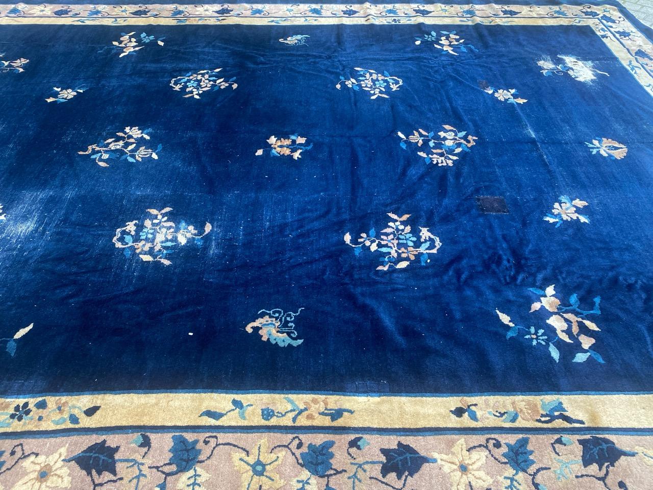 Bobyrug’s Pretty Large Antique Chinese Art Deco Rug For Sale 5