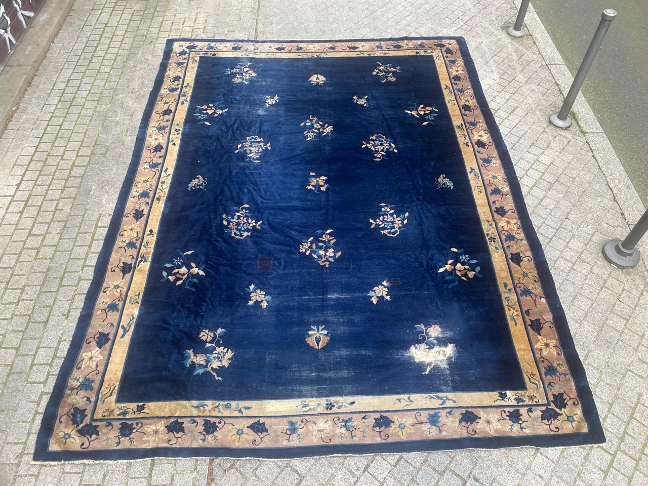 Nice late 19th century Chinese rug with beautiful Chinese and Art Deco design and beautiful natural colors, entirely hand knotted with wool velvet on cotton foundation.

✨✨✨
