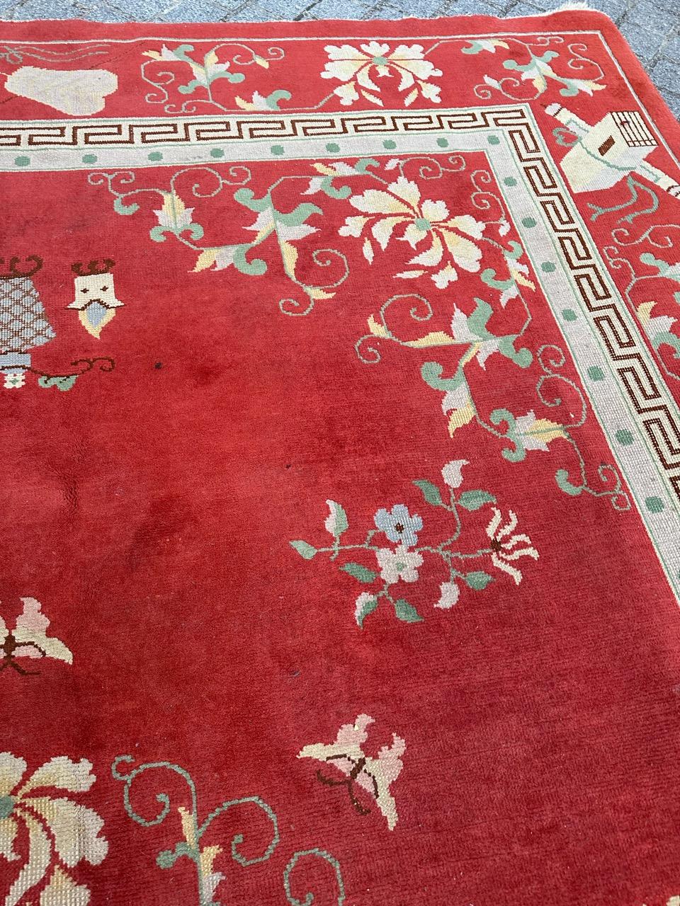 Bobyrug's Hübscher großer antiker chinesischer Art-Deco-Teppich im Angebot 12