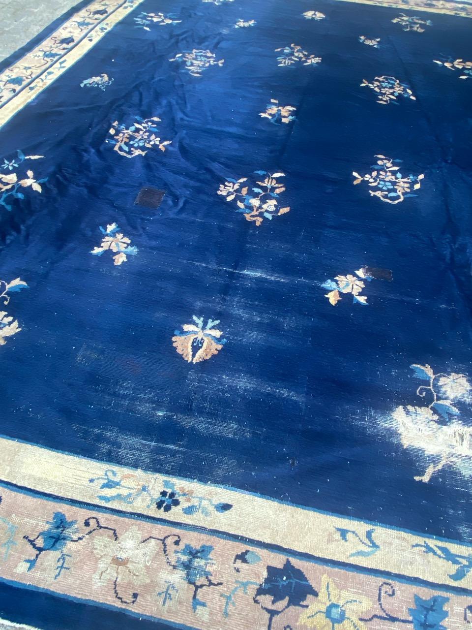 Hand-Knotted Bobyrug’s Pretty Large Antique Chinese Art Deco Rug For Sale