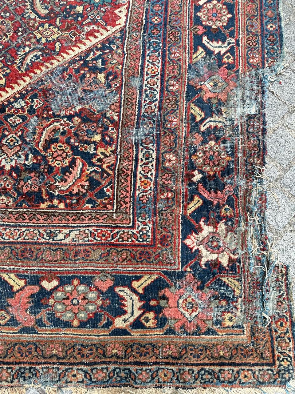 Sultanabad Bobyrug’s Pretty large antique Distressed mahal rug  For Sale