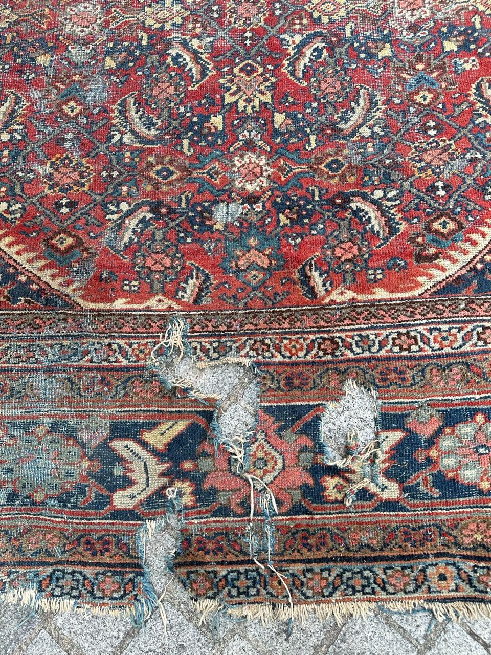 Hand-Knotted Bobyrug’s Pretty large antique Distressed mahal rug  For Sale