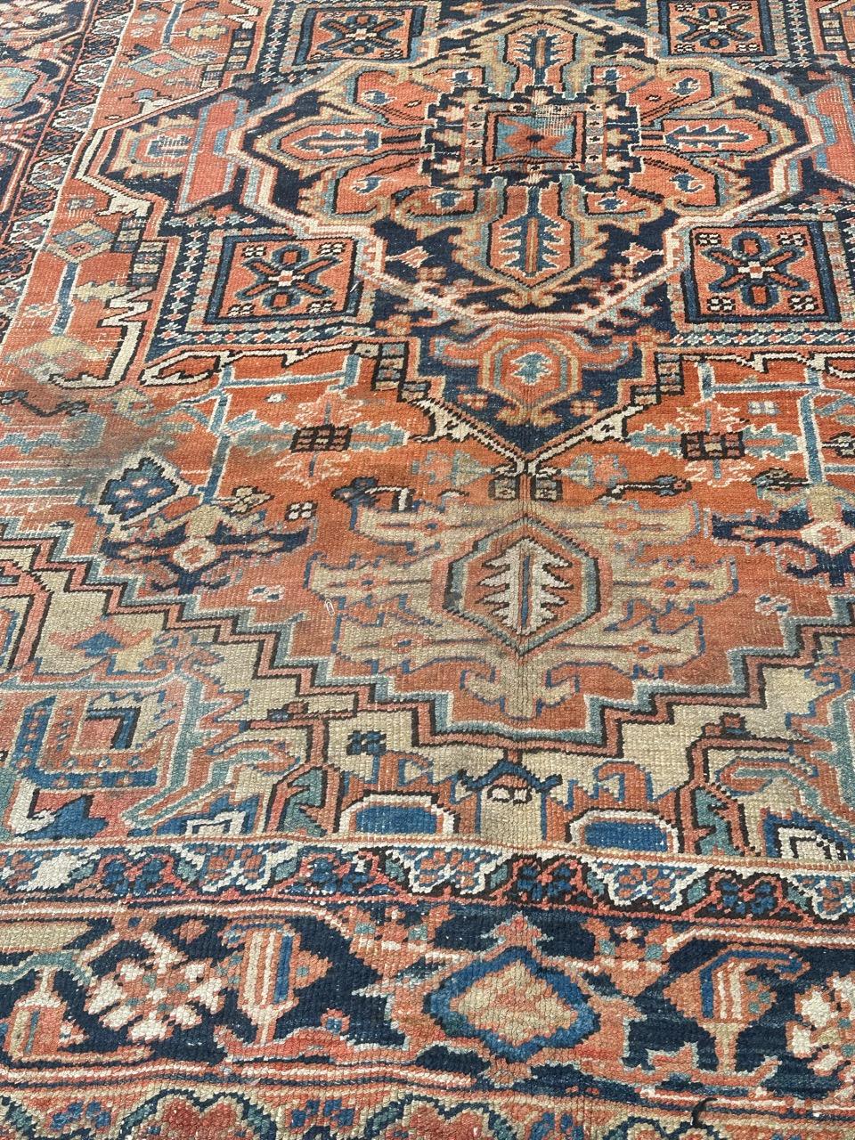 Pretty large antique Heriz rug For Sale 5