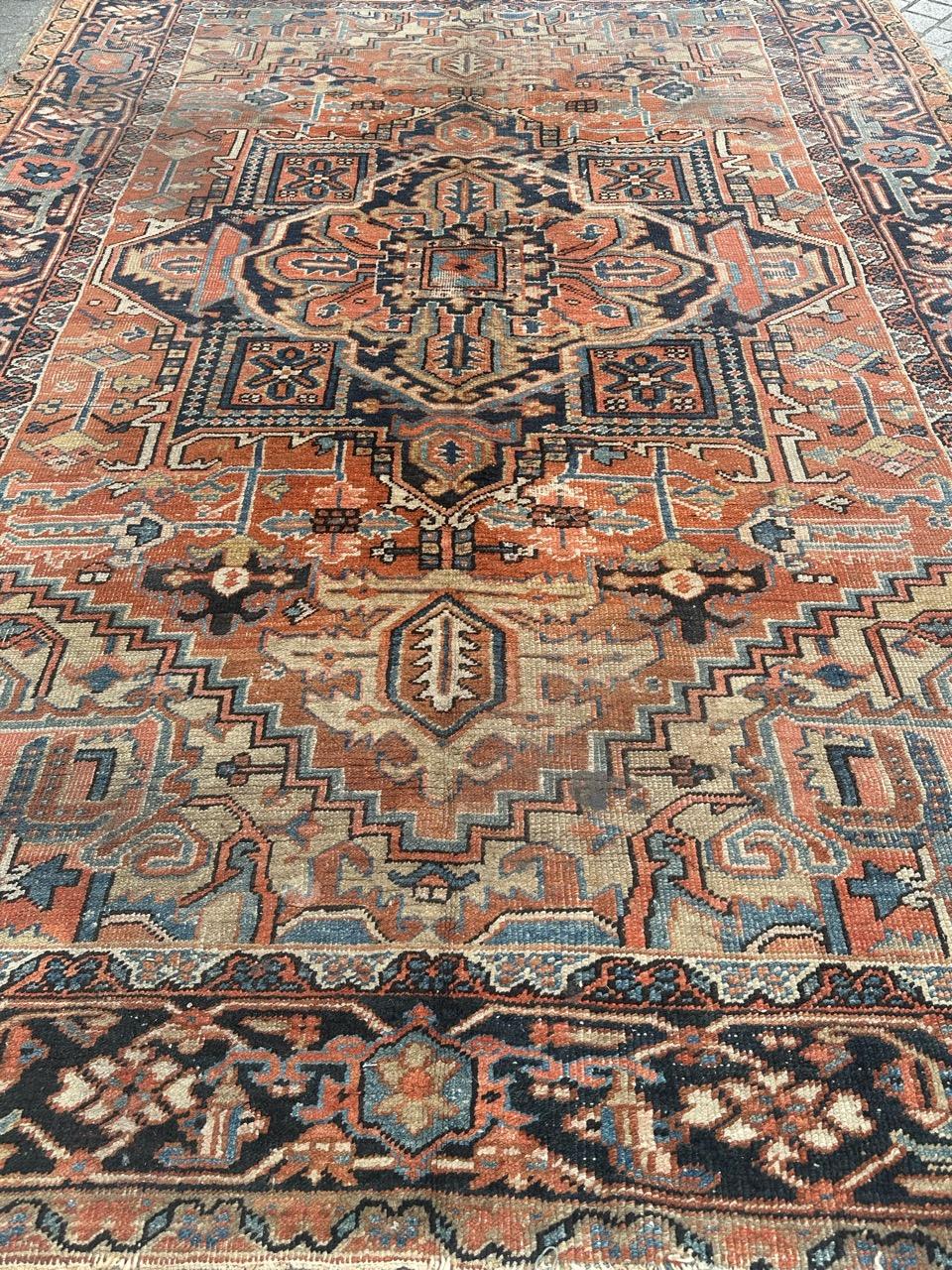 Pretty large antique Heriz rug For Sale 9