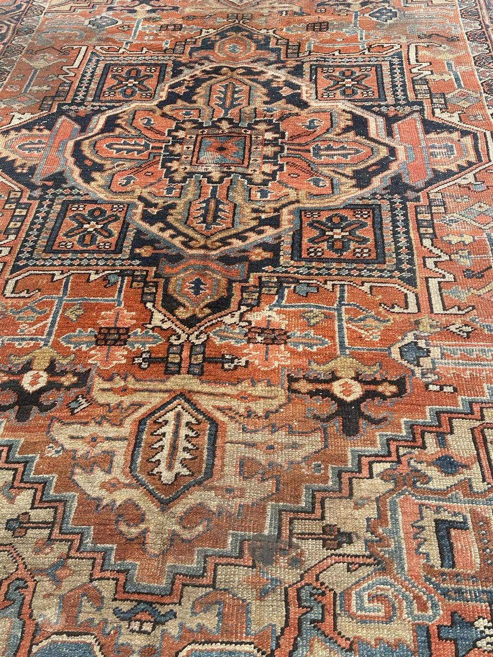 Asian Pretty large antique Heriz rug For Sale