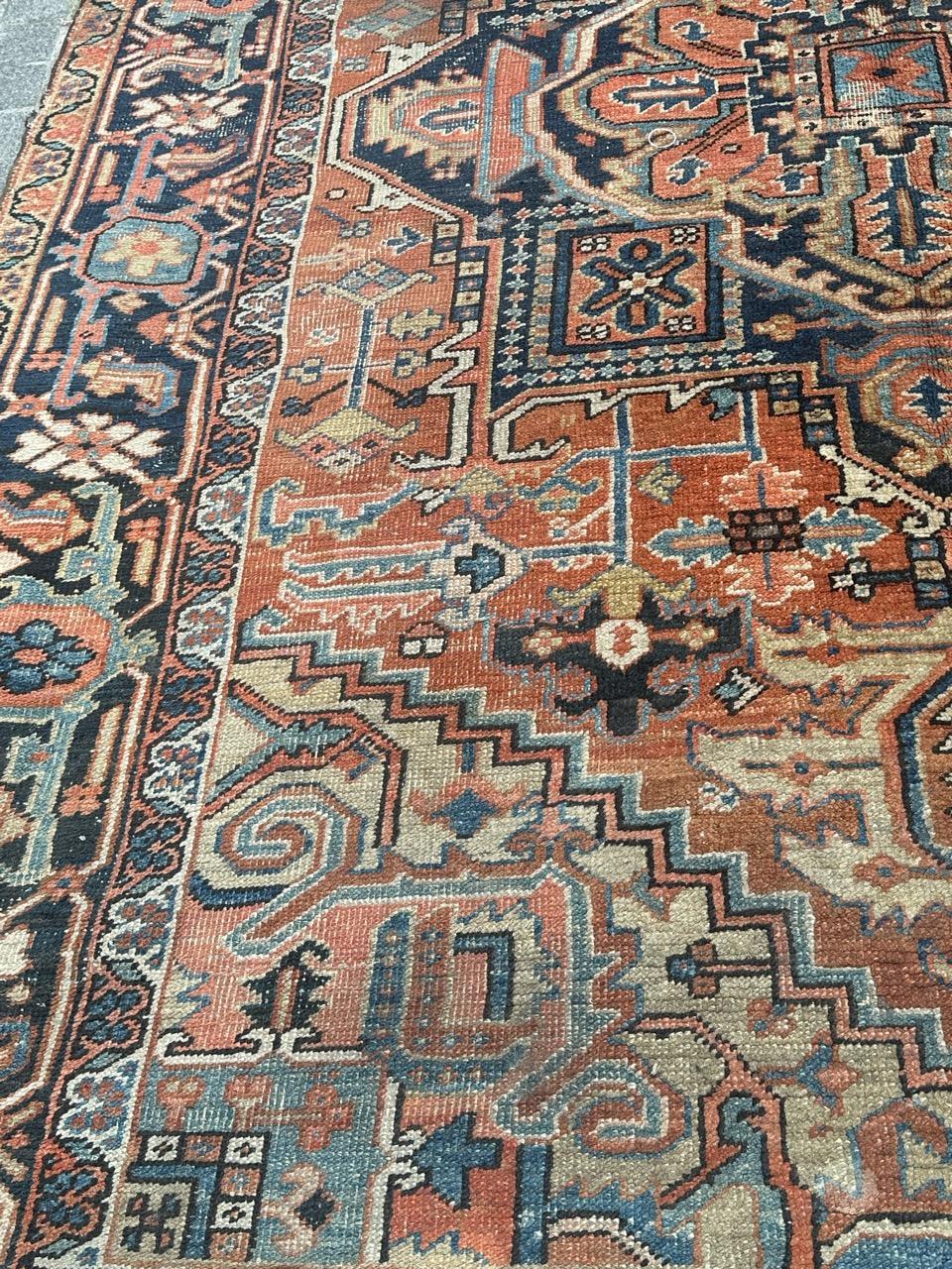 19th Century Pretty large antique Heriz rug For Sale