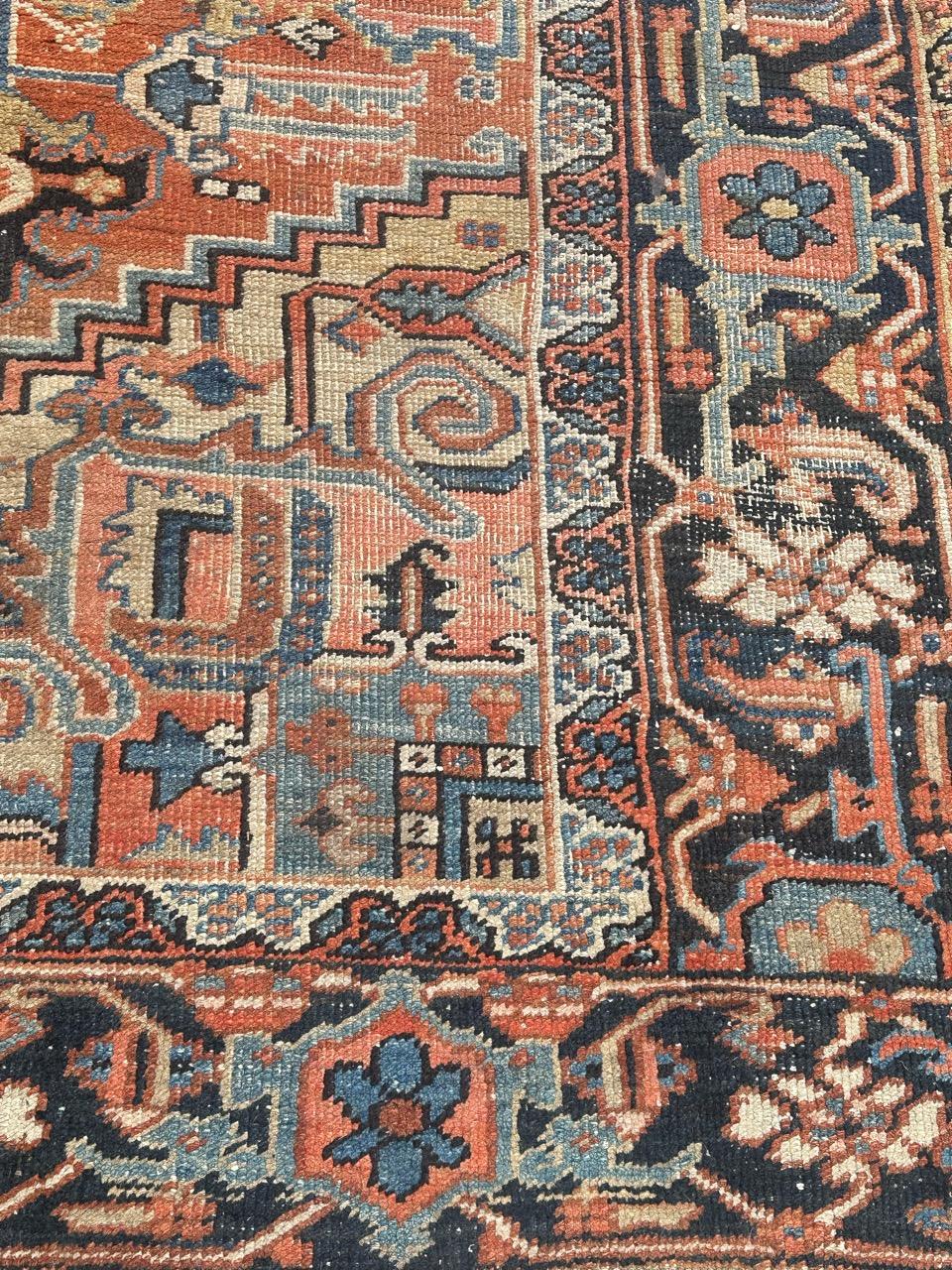 Wool Pretty large antique Heriz rug For Sale