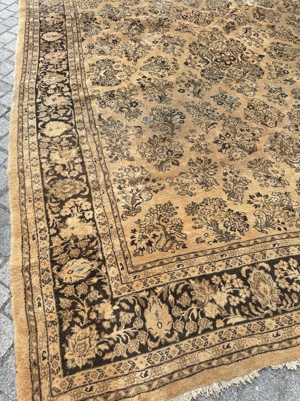 Hand-Knotted Bobyrug’s Pretty large antique yazd rug  For Sale