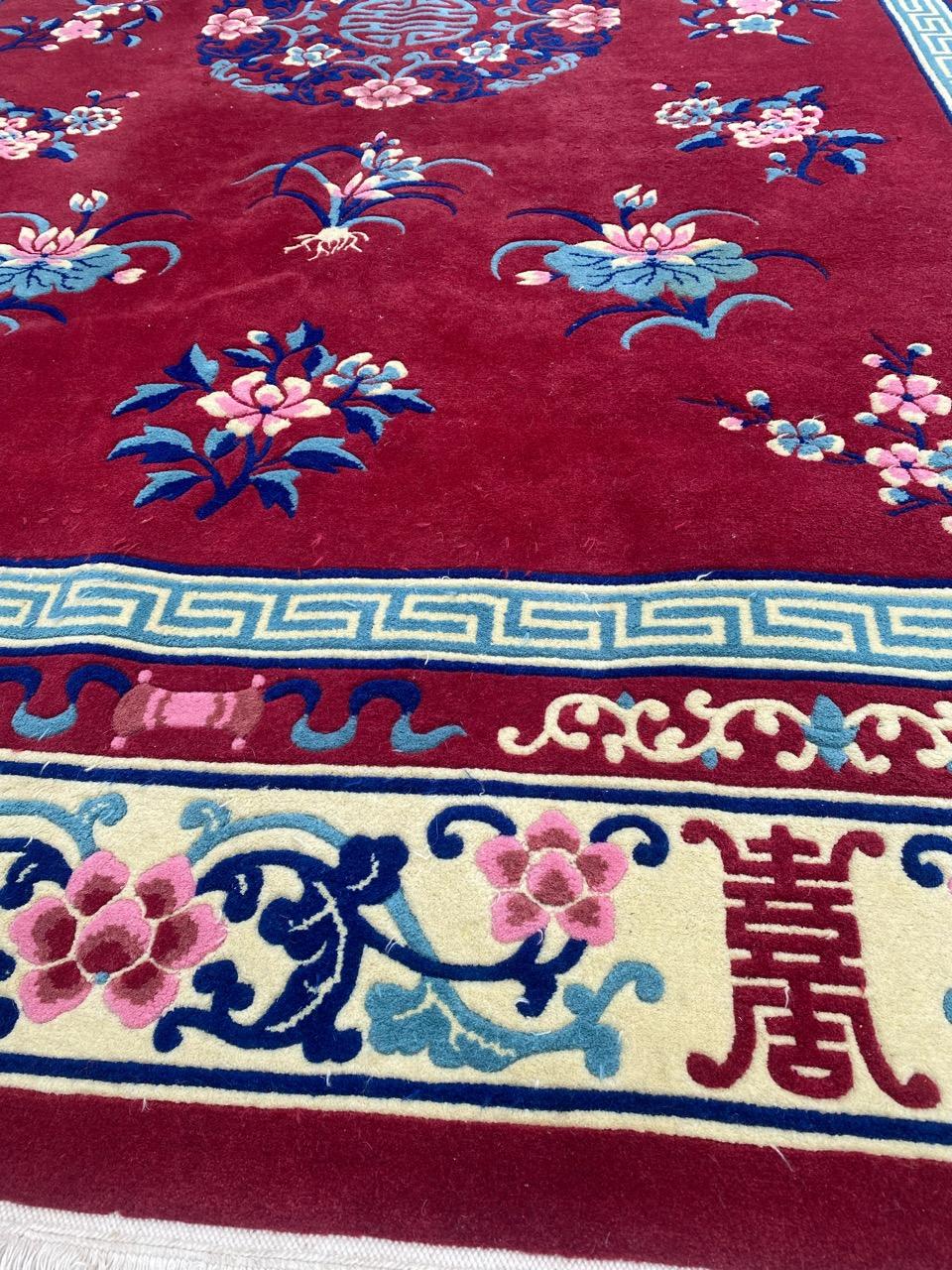 Bobyrug’s Pretty Large Chinese Beijing Art Deco Rug For Sale 5