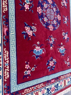 Bobyrug’s Pretty Large Chinese Beijing Art Deco Rug