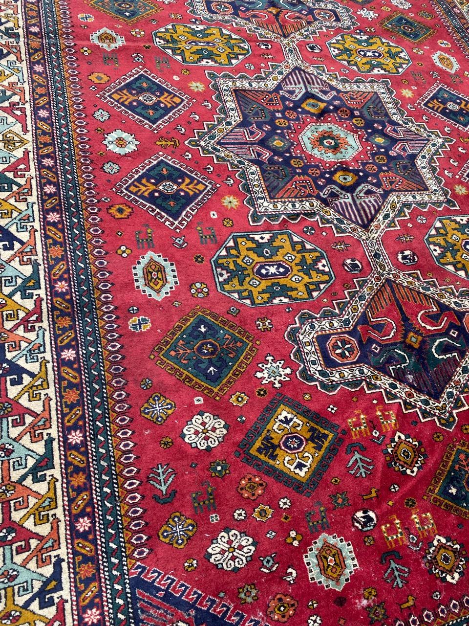 Bobyrug’s Pretty Large Vintage Caucasian Azerbaïdjan Rug For Sale 5