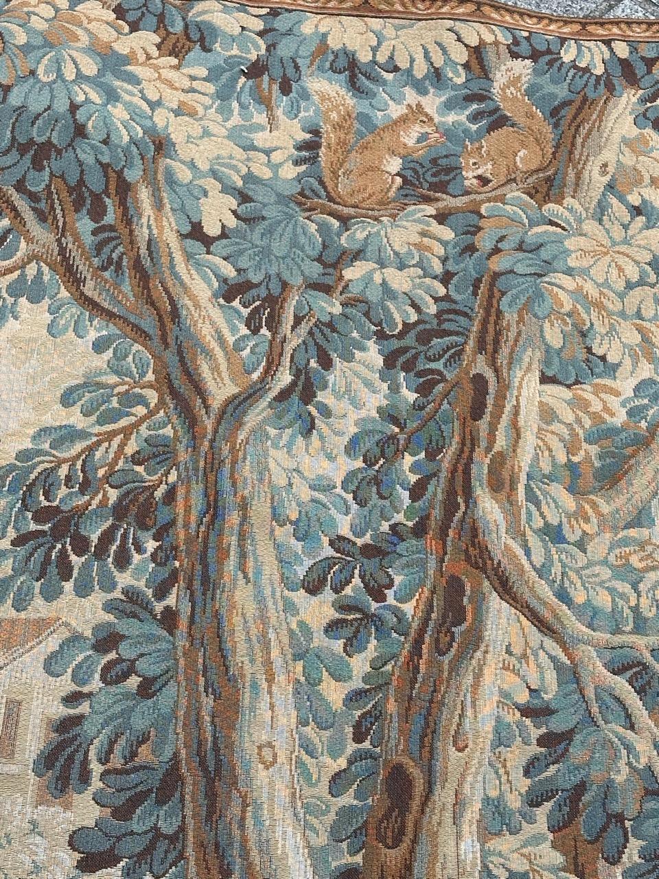 Pretty large vintage French Aubusson style Jacquard Tapestry  « dog on standby» For Sale 5