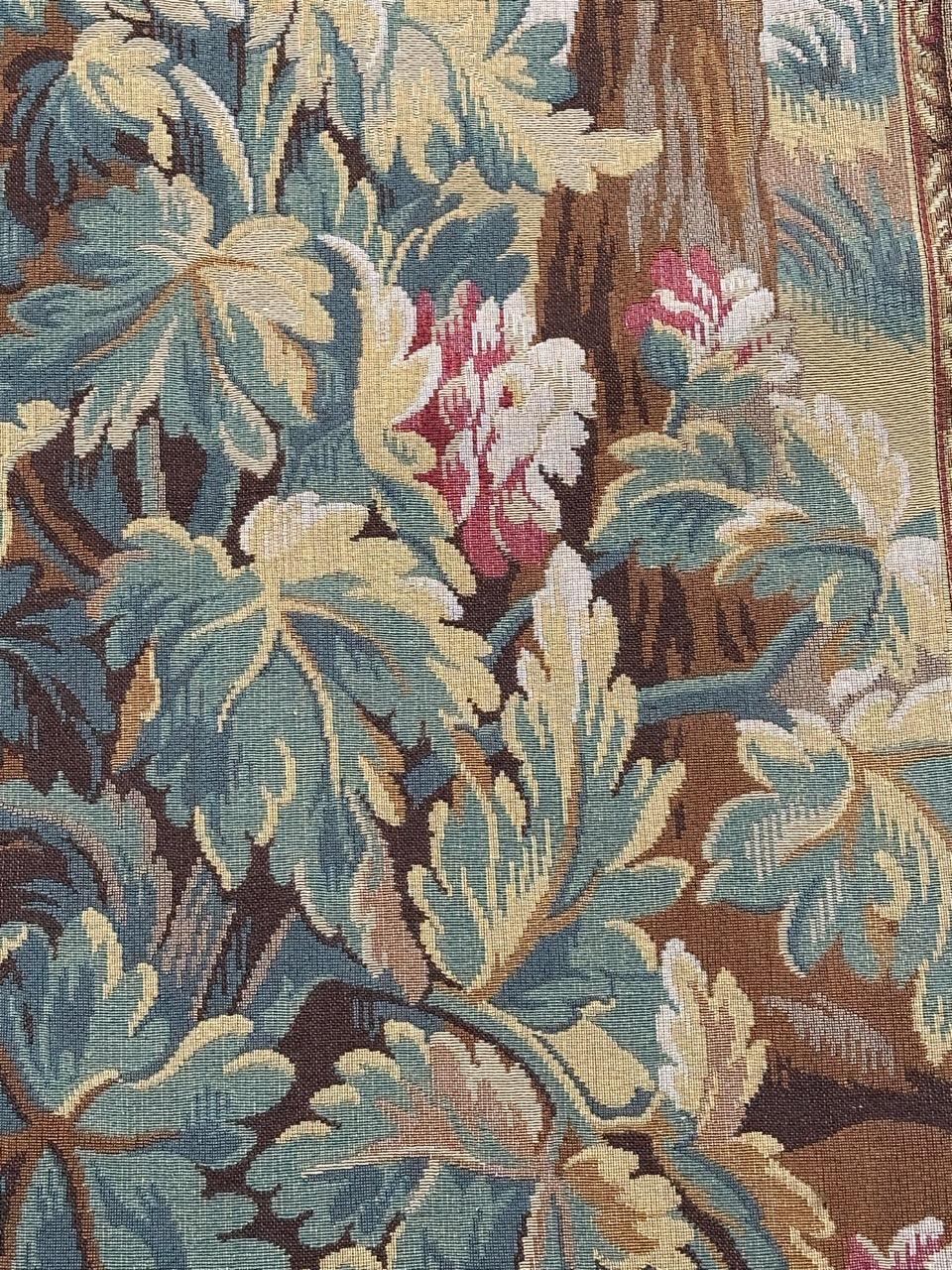 Pretty large vintage French Aubusson style Jacquard Tapestry  « dog on standby» For Sale 6