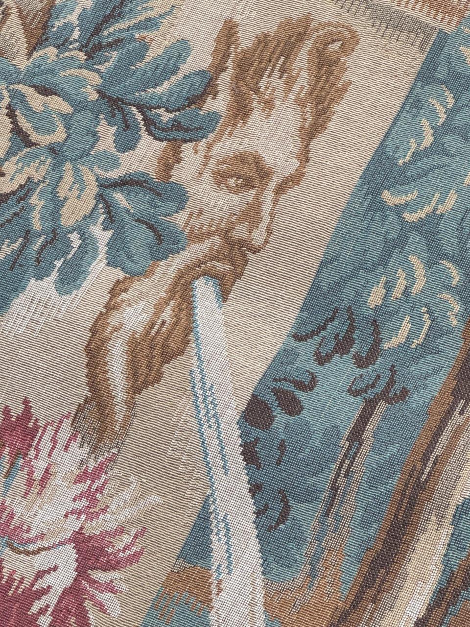 Pretty large vintage French Aubusson style Jacquard Tapestry  « dog on standby» For Sale 10