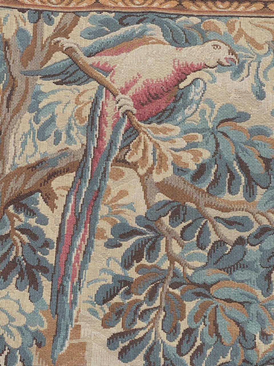 Pretty large vintage French Aubusson style Jacquard Tapestry  « dog on standby» For Sale 13