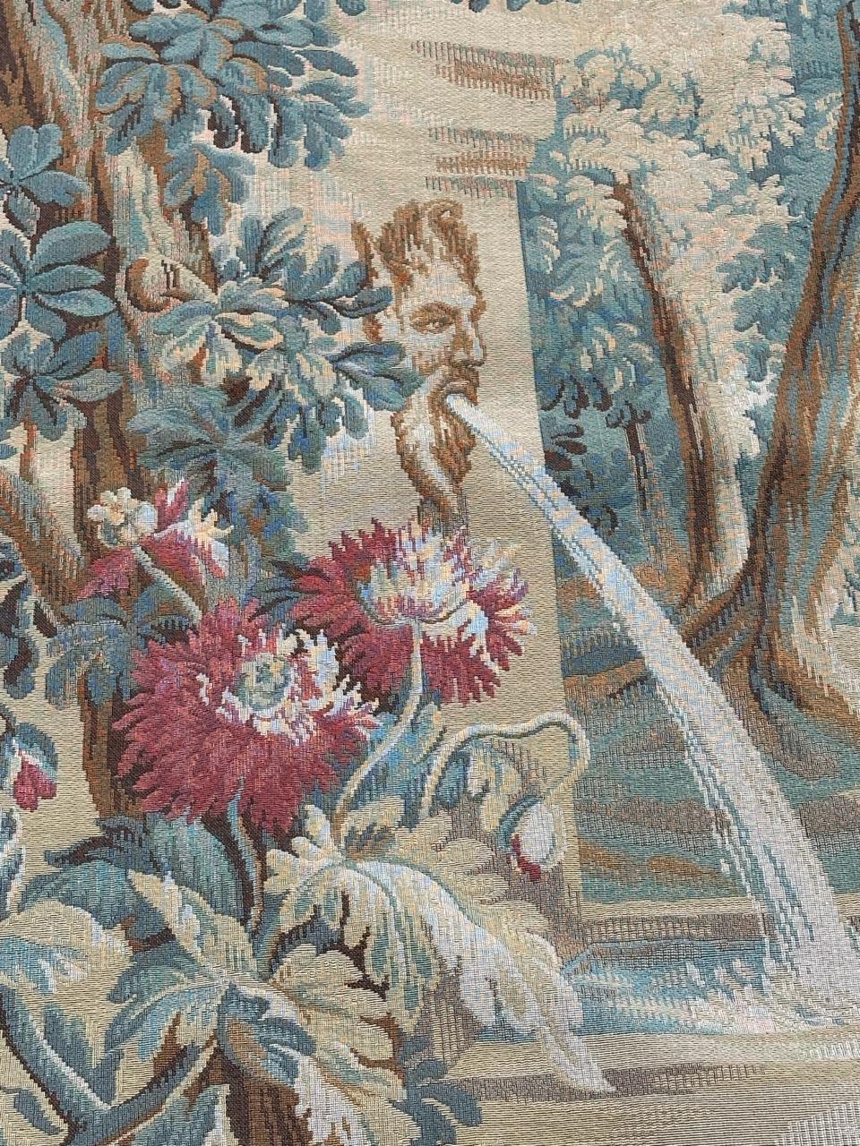 Wool Pretty large vintage French Aubusson style Jacquard Tapestry  « dog on standby» For Sale