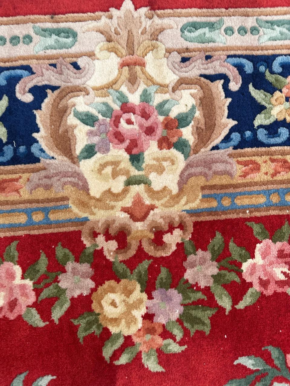 Joli grand tapis chinois vintage de style Savonnerie de Bobyrug  en vente 2