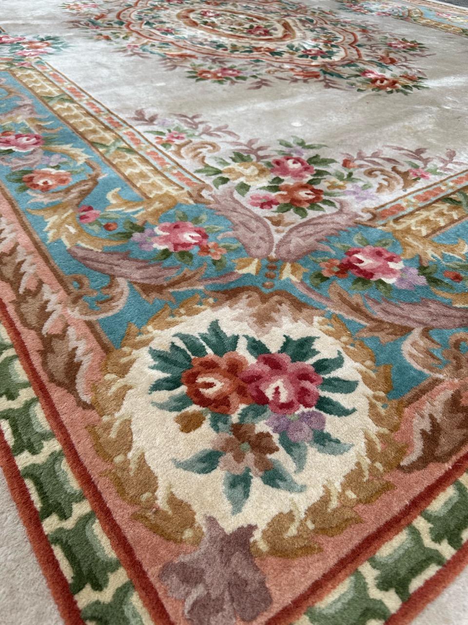 Bobyrug’s Pretty large vintage savonnerie style Chinese rug  For Sale 4