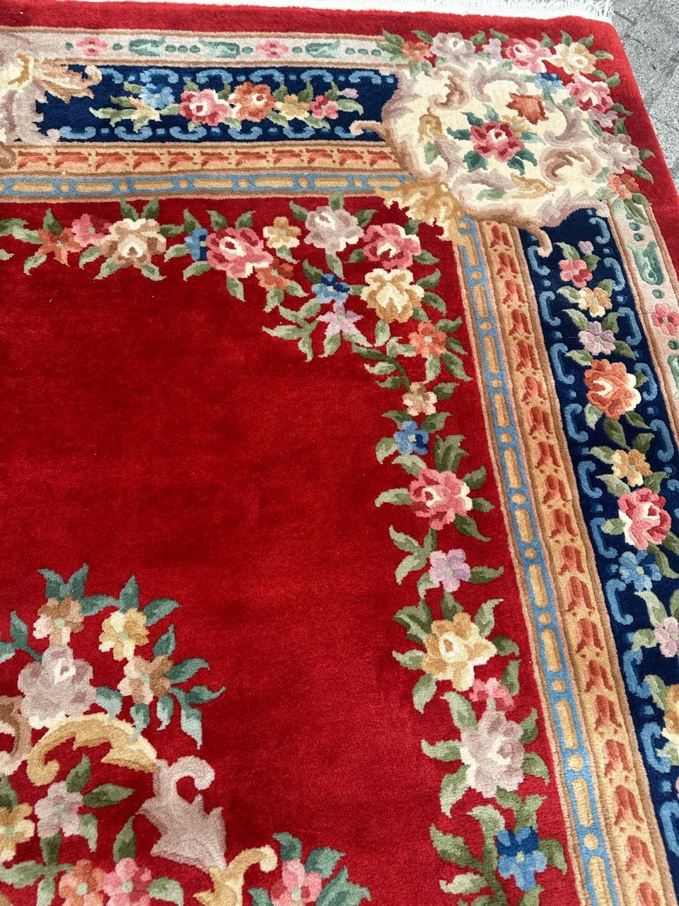 Joli grand tapis chinois vintage de style Savonnerie de Bobyrug  en vente 3