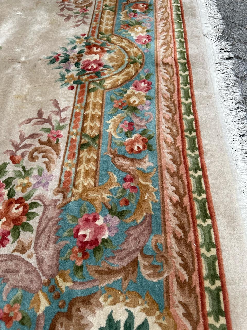 Bobyrug’s Pretty large vintage savonnerie style Chinese rug  For Sale 5
