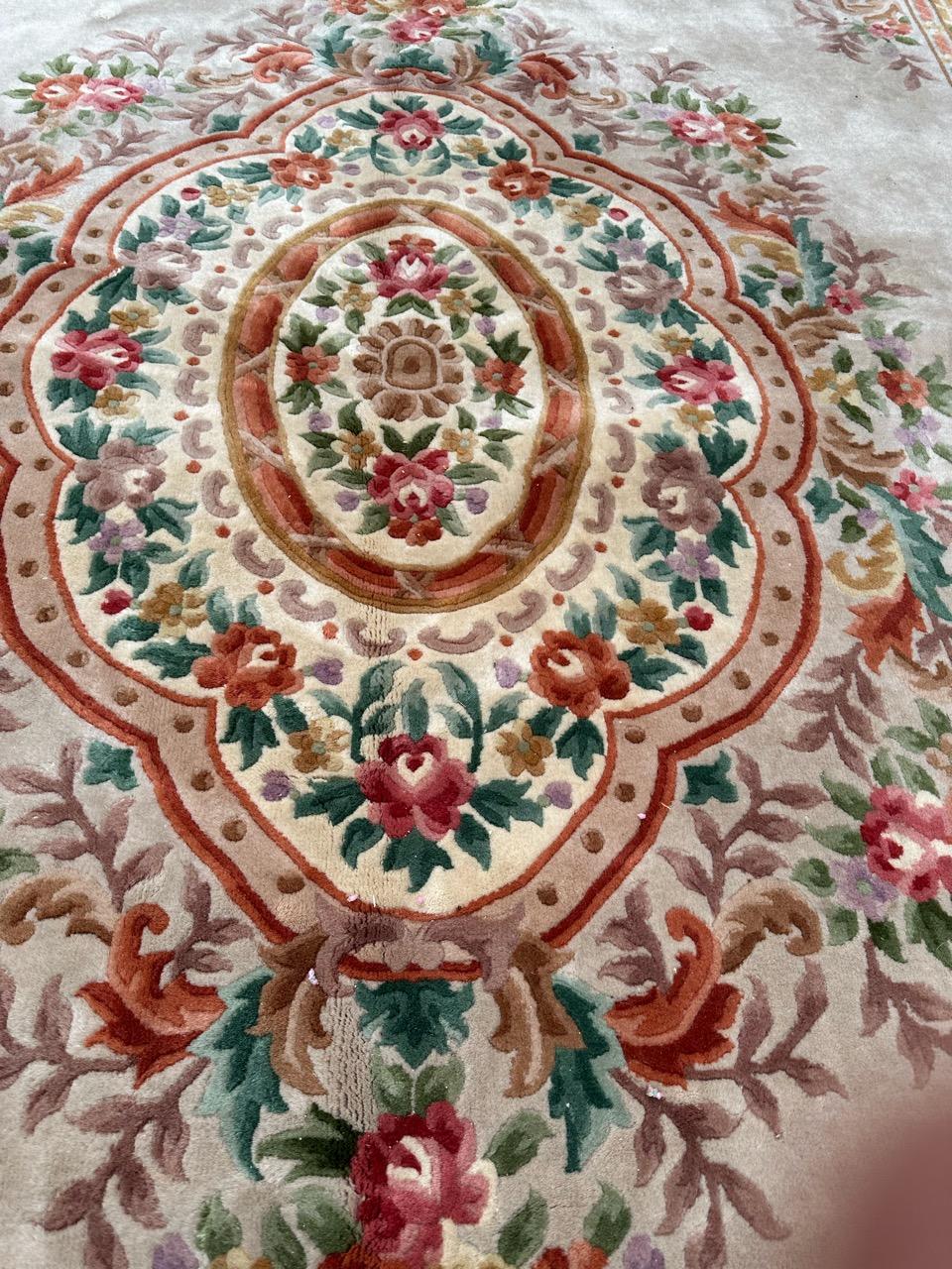 Bobyrug’s Pretty large vintage savonnerie style Chinese rug  For Sale 7