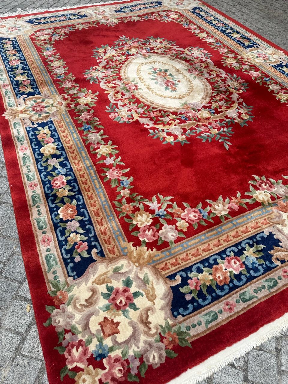 Joli grand tapis chinois vintage de style Savonnerie de Bobyrug  en vente 6