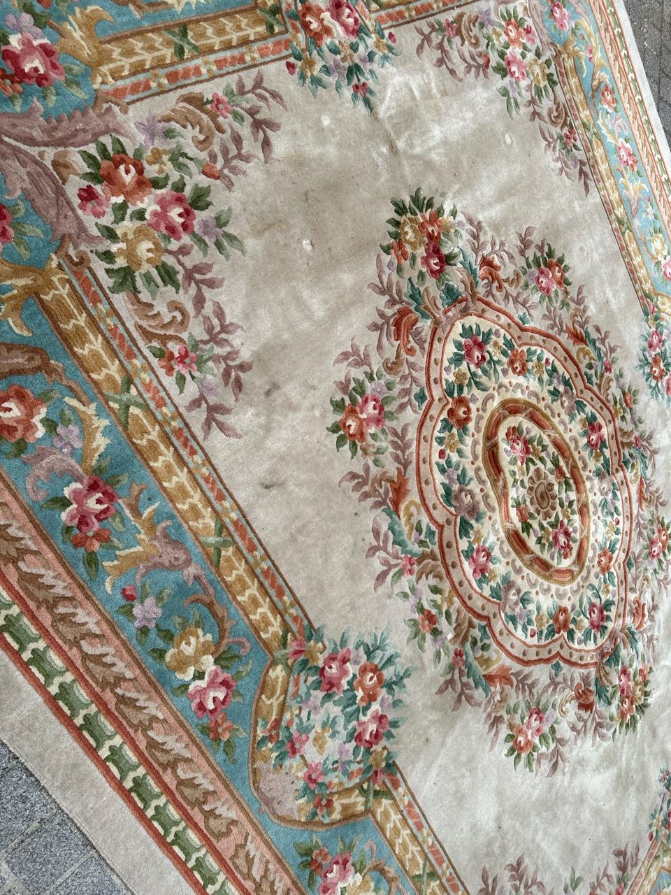 Bobyrug’s Pretty large vintage savonnerie style Chinese rug  For Sale 9