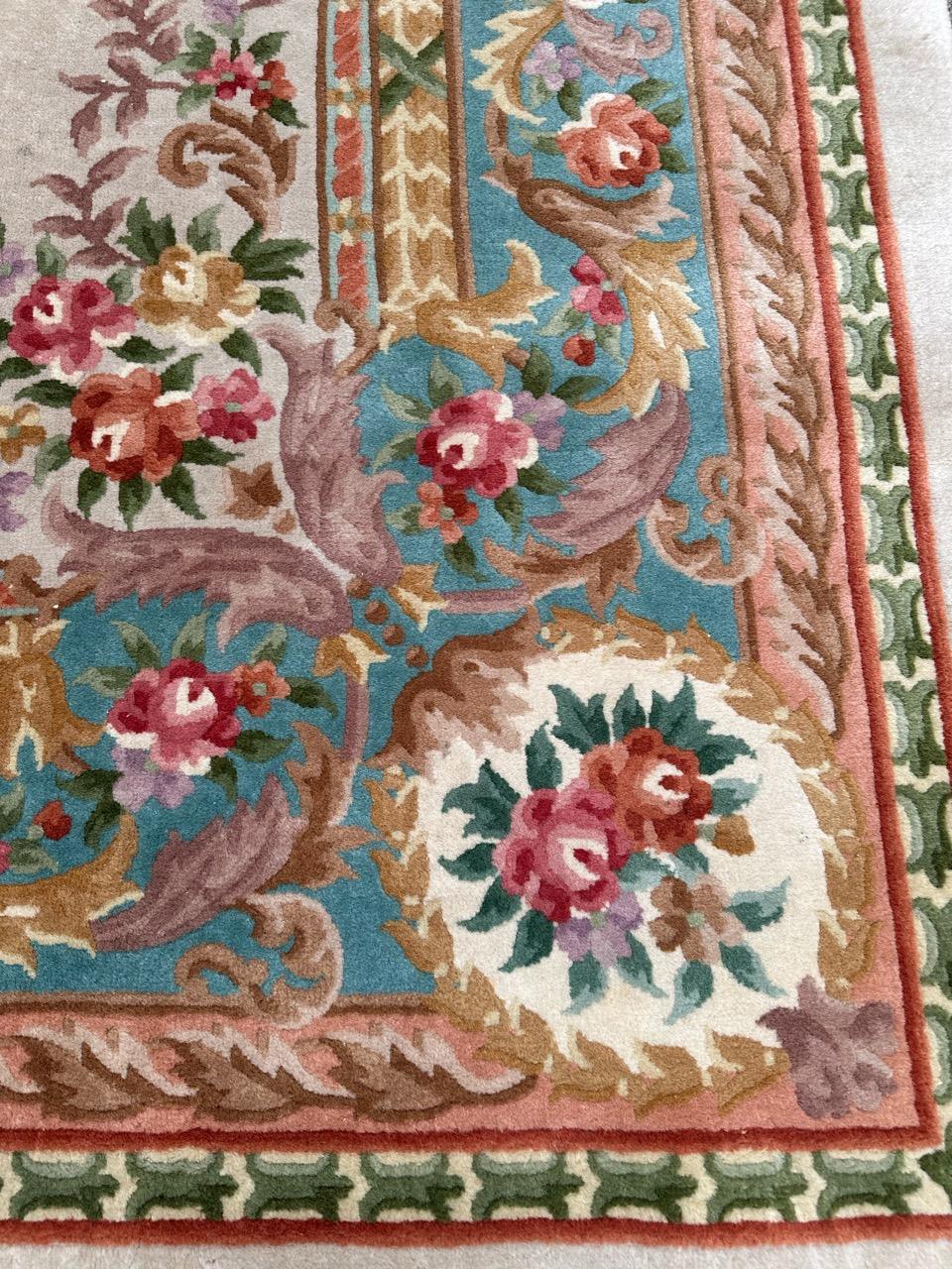 Bobyrug’s Pretty large vintage savonnerie style Chinese rug  In Good Condition For Sale In Saint Ouen, FR