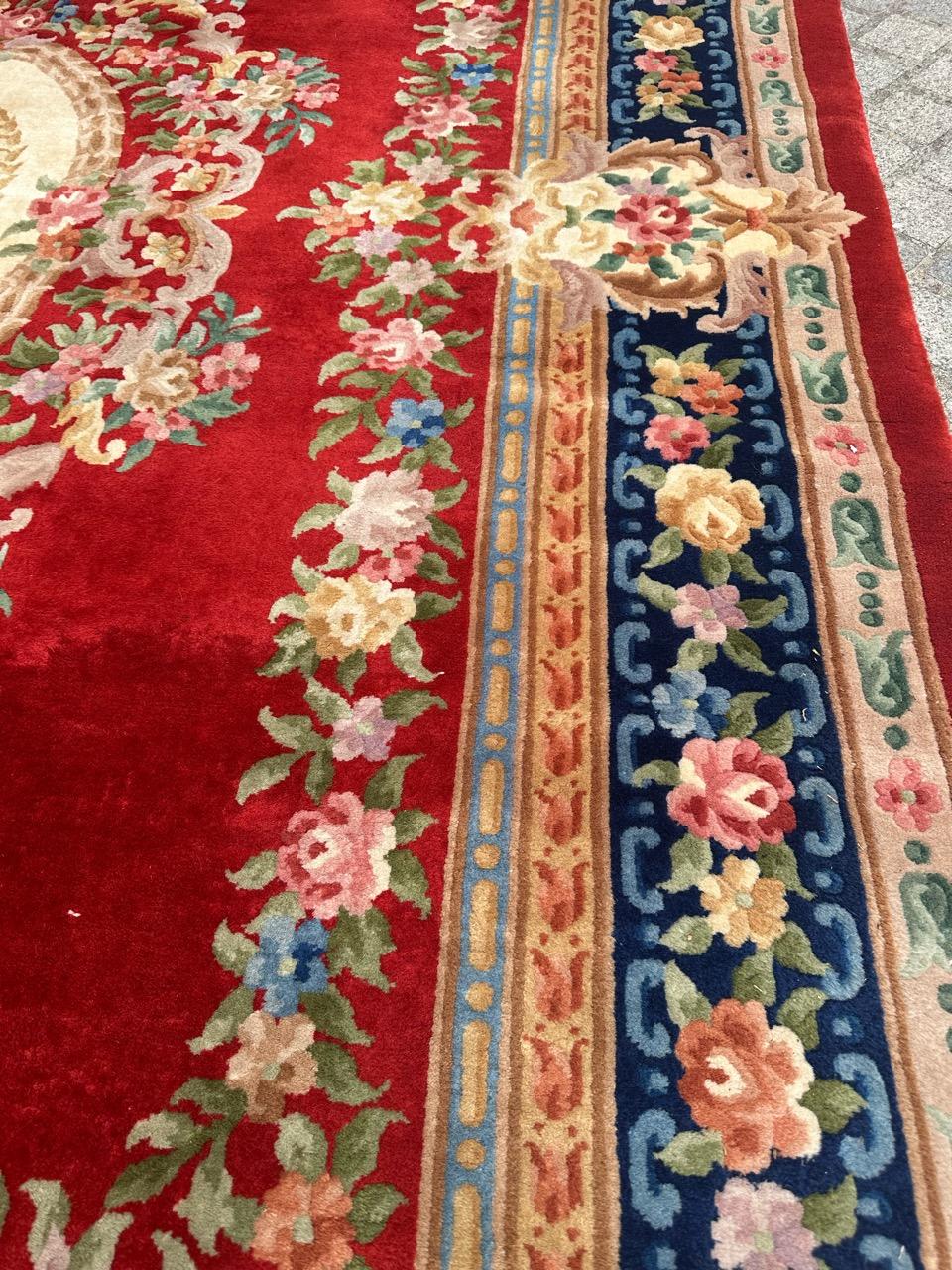 Wool Bobyrug’s Pretty large vintage savonnerie style Chinese rug  For Sale