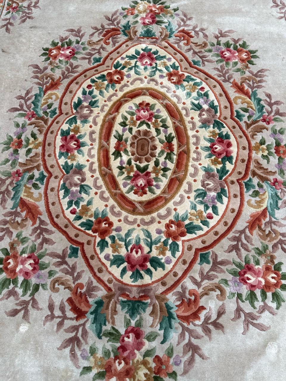 Bobyrug’s Pretty large vintage savonnerie style Chinese rug  For Sale 2